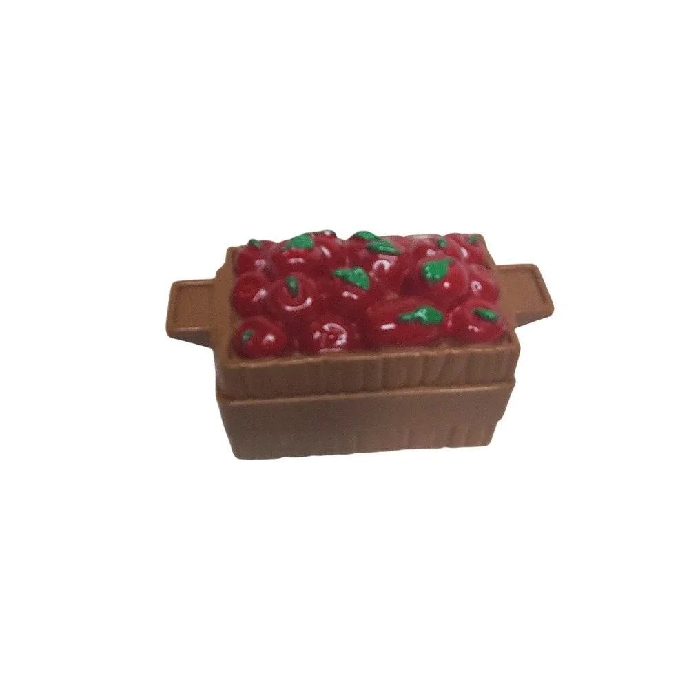 Fisher Price Little People RED APPLES FOOD CRATE Brown Bin for Farm Ark Zoo